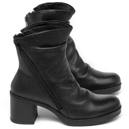 Bota   Cano Médio Salto de 5 cm em Couro Preto - Codigo - 141244