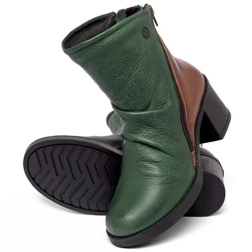 Bota   Cano Médio Salto de 5 cm em Couro Bicolor - Codigo - 141244