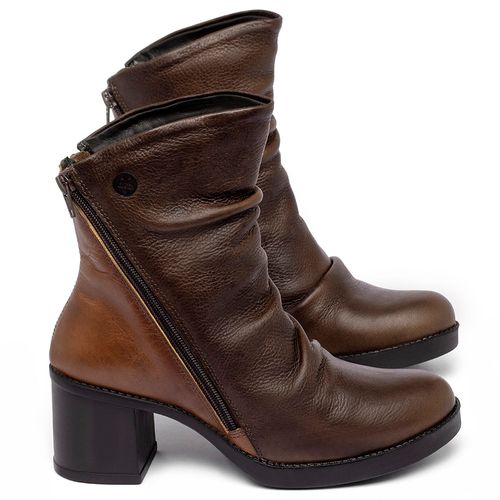Bota   Cano Médio Salto de 5 cm em Couro Marrom - Codigo - 141244