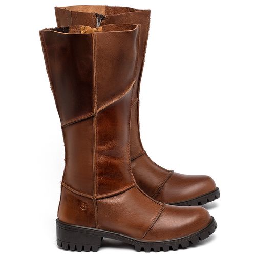 Bota   Cano Longo Salto de 4 cm em Couro Marrom - Codigo - 137252