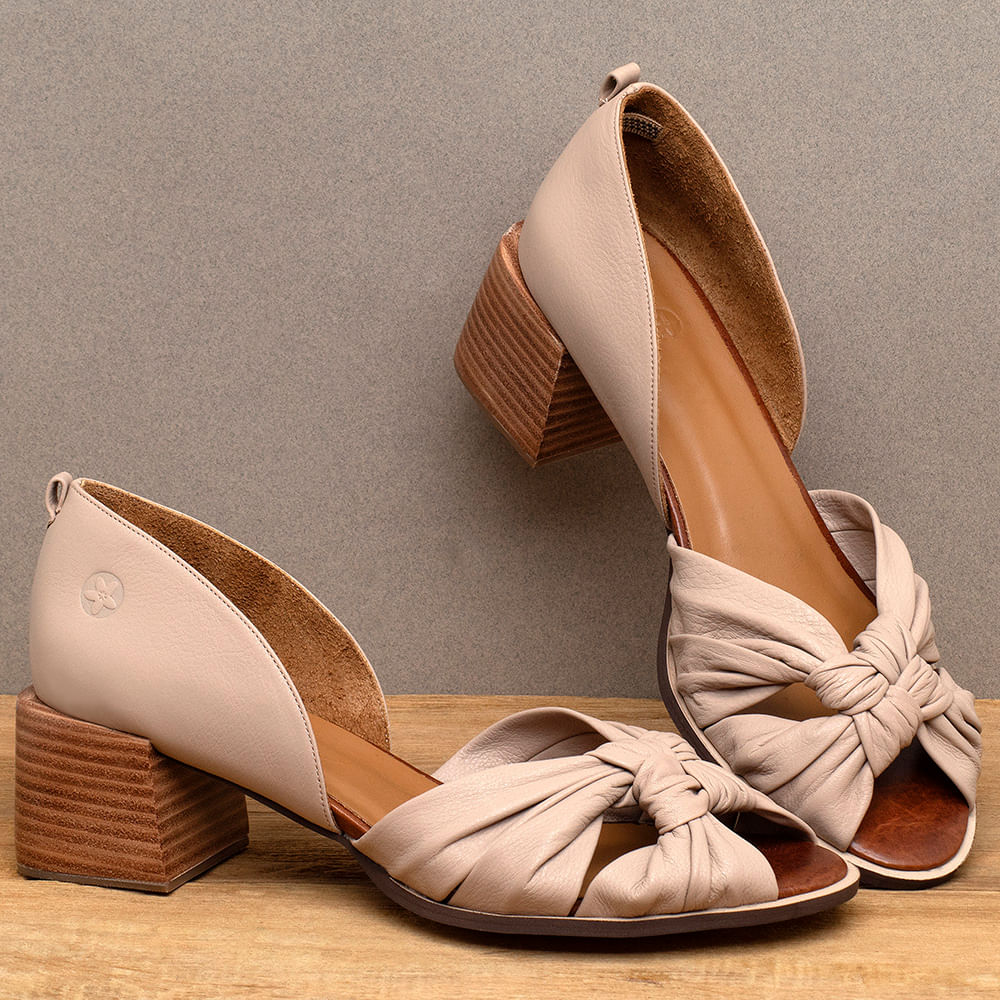 Peep Toe Laranja Lima Shoes Salto de 5 cm em Couro Nude Codigo 3898 Laranja Lima Shoes