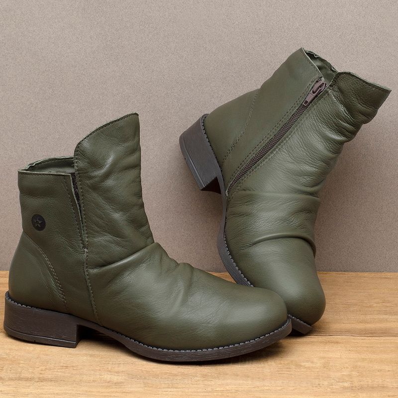 Laranja_Lima_Shoes_Sapatos_Femininos_Bota___Cano_Curto_Salto_de_3_cm_em_Couro_Musgo_-_Codigo_-_141255_3