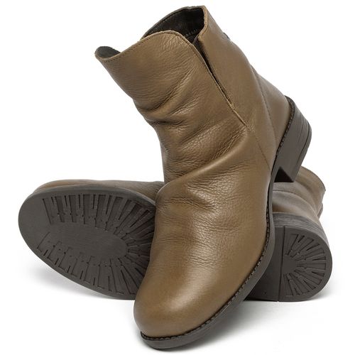 Bota   Cano Curto Salto de 3 cm em Couro Caramelo - Codigo - 141255