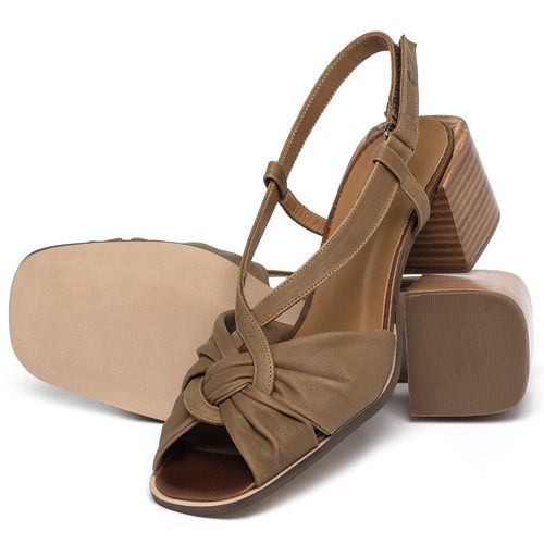 Sandália   Laranja Lima Shoes Classic Salto de 5 cm em Couro Caramelo - Codigo - 3905
