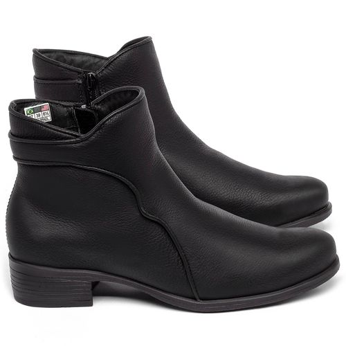 Bota   Cano Curto Salto de 3 cm em Couro Preto - Codigo - 139083