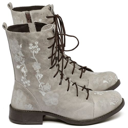 Bota   Cano Médio Salto de 3 cm em Couro Off-White - Codigo - 141084