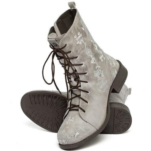 Bota   Cano Médio Salto de 3 cm em Couro Off-White - Codigo - 141084